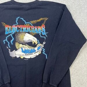 Vintage 1998 IBEW Local 8 Electricians T Shirt Mens XXL Long Sleeve Pocket Navy